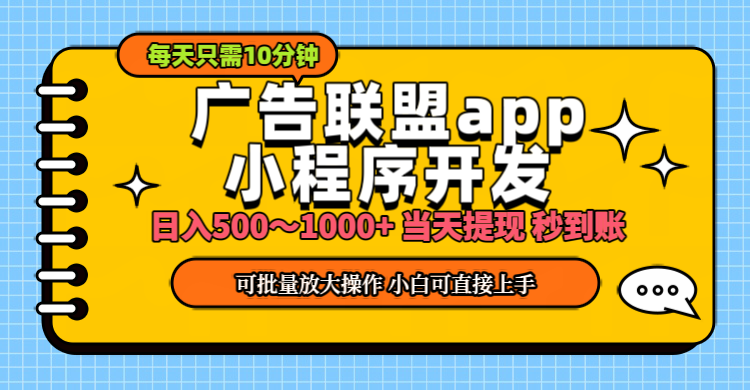 （11645期）小程序开发 广告赚钱 日入500~1000+ 小白轻松上手！-轻创淘金网