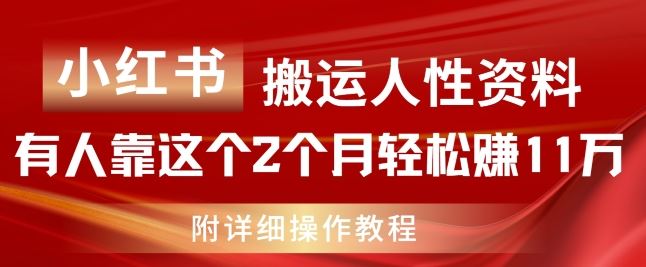 小红书搬运人性资料，有人靠这个2个月轻松赚11w，附教程【揭秘】-轻创淘金网