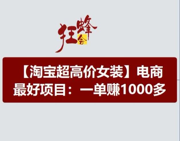 淘宝超高价女装项目，电商最好赛道，一单赚1000多-轻创淘金网