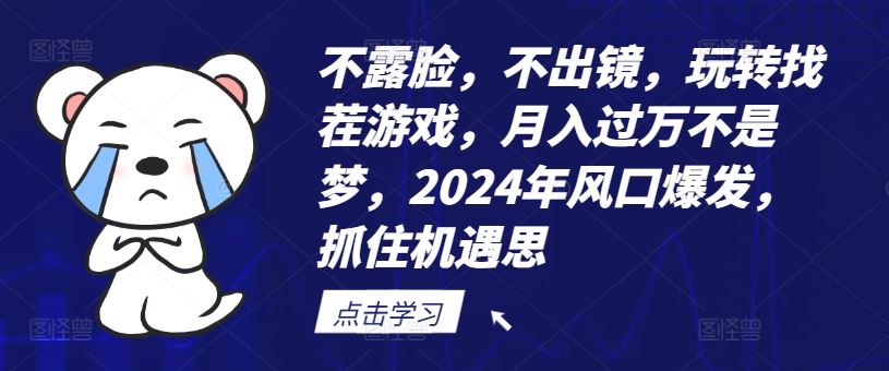 不露脸，不出镜，玩转找茬游戏，月入过万不是梦，2024年风口爆发，抓住机遇【揭秘】-轻创淘金网