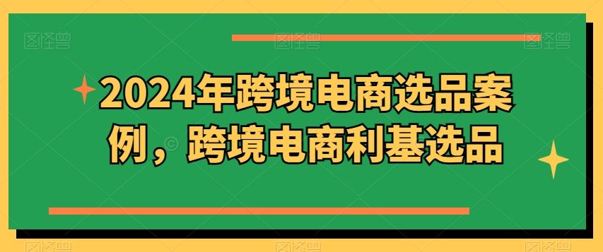 2024年跨境电商选品案例，跨境电商利基选品（更新）-轻创淘金网